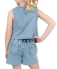 Rarity Girls' 2T-6X Denim Vest Top and Matching Shorts, 2-Piece Set