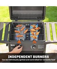 Outsunny 2 Burner Propane Gas Grill, 18000 Btu Bbq Grill with Wheels,