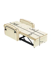 Rainsken Convertible Pull Out Sofa Bed, Modern Single Recliner with Adjustable Back, Usb Port, Ashtray and Rotating Phone Stand for Home Living Room