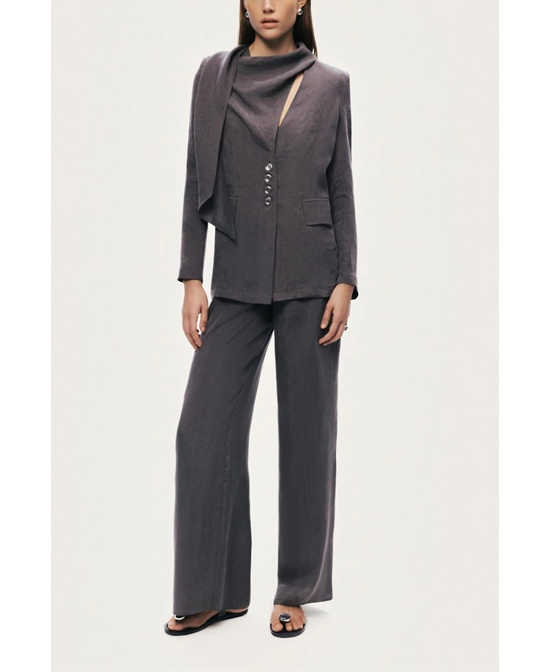 Nocturne Women's Asymmetrical Draped Tailored Jacket