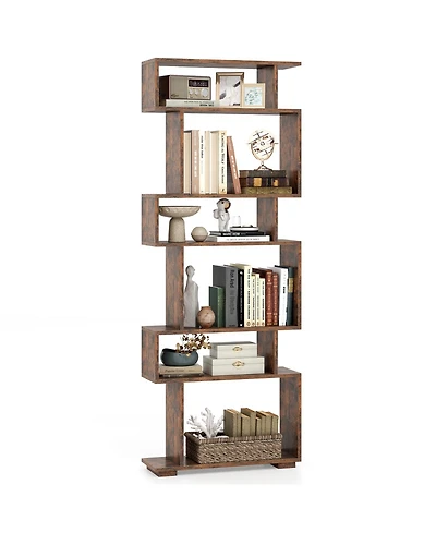 Gouun 6-Tier Geometric Bookshelf with Anti-Tipping Kits, 24 x 8 x 64