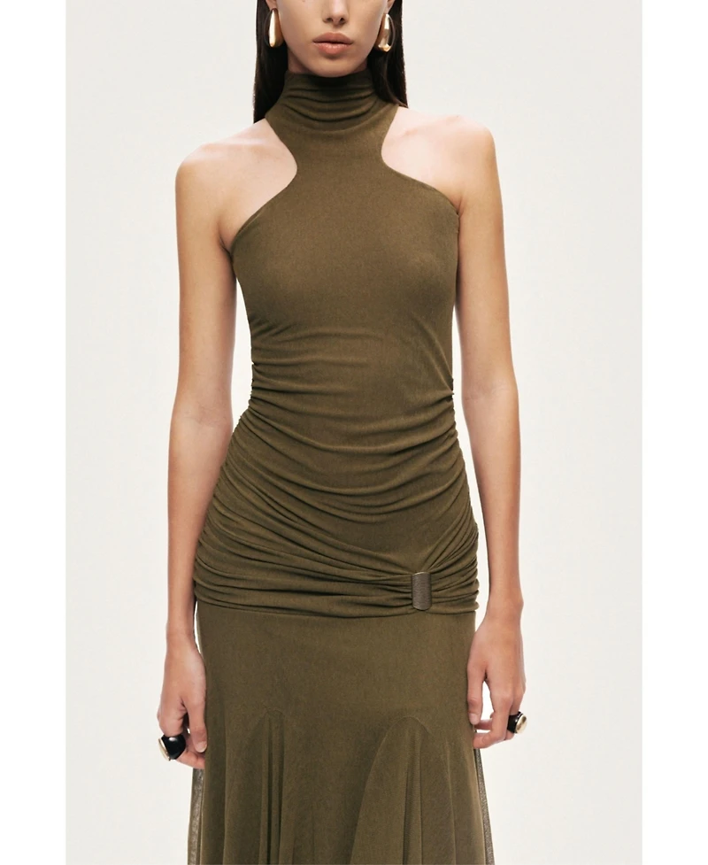 Nocturne Women's Halter Neck Draped Maxi Dress