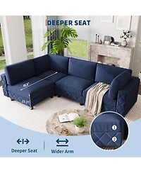 gaomon 134 in Modular Sectional Sofa, 4 Seat High Density Sponges Cloud Couch L Shaped Sofa, Velvet Couch with Upholstered for Living Room, Apartment
