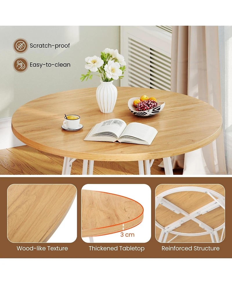 Gouun 47 in Round Kitchen Table with Cross Base for 4-6 People