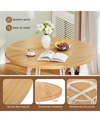 Gouun 47 in Round Kitchen Table with Cross Base for 4-6 People