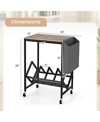 Sugift Rolling Record Player Stand with Vinyl Storage and Bag