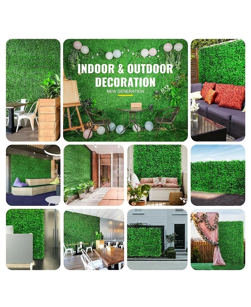 Sugift Artificial Boxwood Hedge Panels Set of 6, 20" x 20", for Outdoor/Indoor Decor