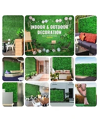 Sugift Artificial Boxwood Hedge Panels Set of 6, 20" x 20", for Outdoor/Indoor Decor