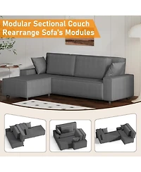 gaomon 96 Large Stripe Corduroy Sectional Sofa, L Shaped Modern Couch with Side Chaise, Comfy Sofa Deep Chaise for Living Room