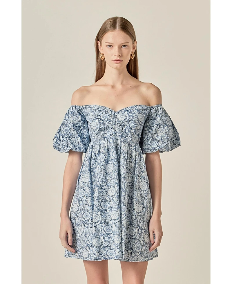 English Factory Women's Floral Off the Shoulder Mini Dress