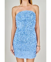 endless rose Women's Strapless Floral Dress