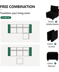 gaomon Modular Sectional Sofa with Storage, Sectional Couch with 1 Ottoman, Upholstered Sleeper Couches for Living Room, High Supportive & Soft Sponge