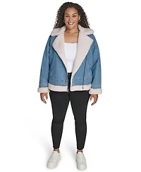 Levi's Plus Denim Laydown Collar Moto Jacket