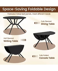Slickblue 47 Round Folding Dining Table Extendable Kitchen Table