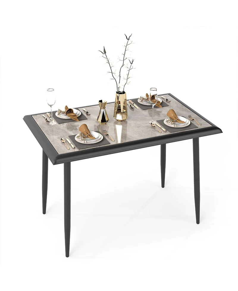 Gouun 44 in Sintered Stone Rectangular Dining Table with Metal Frame