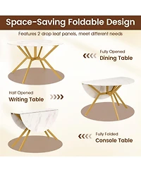 Sugift 47 in Folding Round Dining Table with Drop Leaf Extension