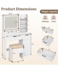 Sugift Vanity Set with Mirror and 3 Lighting Modes and Adjustable Brightness