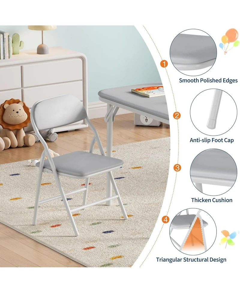 gaomon 7 Piece Boys Girls Folding Table and Chairs Set, Activity Table and Chairs Set for Dining Room,Daycare,Classrooms