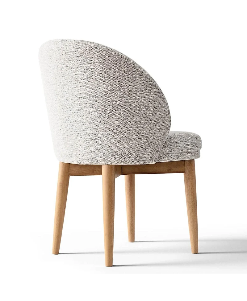 Maison Boucle Set of 2 Chenille Upholstered Dining Side Chairs with Solid Wood Legs