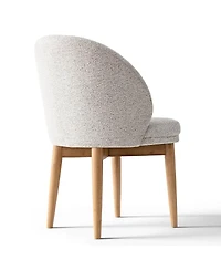 Maison Boucle Set of 2 Chenille Upholstered Dining Side Chairs with Solid Wood Legs