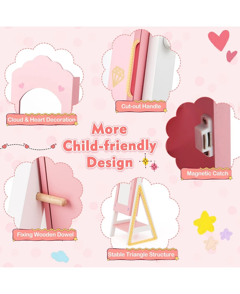 Sugift Kids Jewelry Organizer with Full Length Mirror Drawers and Storage Shelves