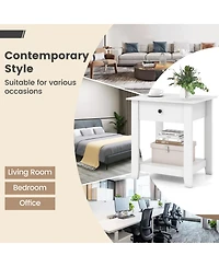 Sugift Set of 2 Nightstand with Drawer 3-Tier Modern Bedside Table with Open Shelf and Storage