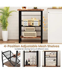 Sugift 3-Tier End Table Space-Saving Nightstand Industrial Bedside Table for Living Room Bedroom-Rustic