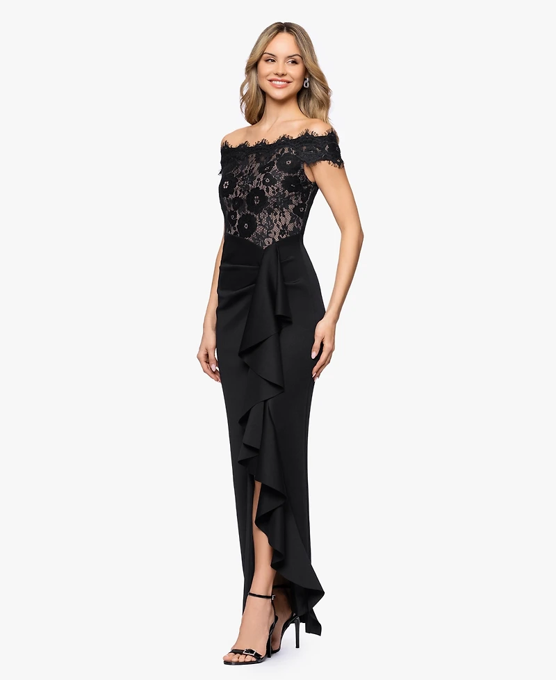 Betsy & Adam Women's Off-The-Shoulder Maxi Gown
