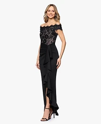 Betsy & Adam Women's Off-The-Shoulder Maxi Gown