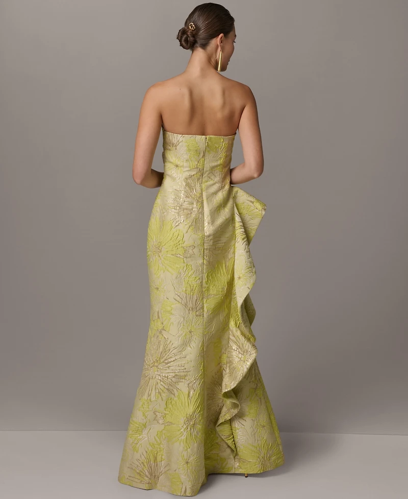 Donna Karan New York Women's Ruffle Maxi Sleeveless Printed Dress