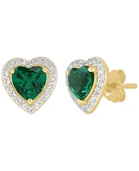 Macy's 2-Pc. Created Emerald (3-9/10 ct. t.w.) and Created White Sapphire (5/8 ct. t.w.) Earrings and Necklace Set in 14k Yellow Gold-Plated Sterling