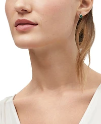 Macy's Created Emerald (1-1/3 ct. t.w.) and Created White Sapphire (1/20 ct. t.w.) Stud Earrings in 14k Yellow Gold-Plated Sterling Silver