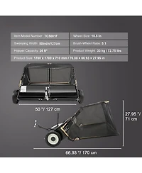 Sugift Tow Behind Lawn Sweeper, 50 in, 26 cu. ft Capacity, Adjustable Sweeping Height