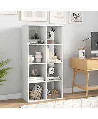 Gouun 8-Cube Bookshelf with Reinforced Crossbar and Back Guardrail, 27.5 x 13 x 54