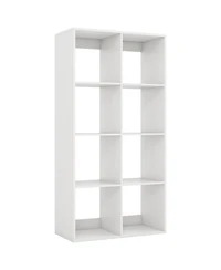 Gouun 8-Cube Bookshelf with Reinforced Crossbar and Back Guardrail, 27.5 x 13 x 54