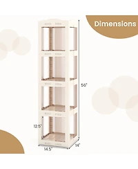 Gouun 4-Tier Foldable Rotating Bookshelf with Swivel Base, 14.5 x 14 x 56