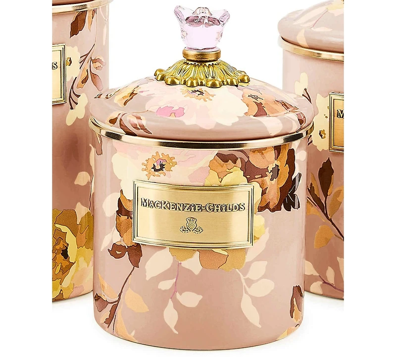MacKenzie-Childs Wild Rose Mauve 38 oz. Small Canister