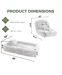 Rainsken Plush Fabric Human Dog Bed, 5-Position Foldable Lounger, Lazy Sofa Bed with Comfy Pillow, Floor Chair for Living Room, Bedroom