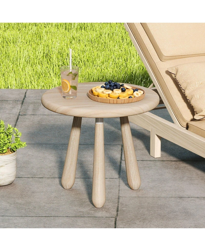 Gouun 18 in Round Mahogany Wood Outdoor Side Table with Thickened Board