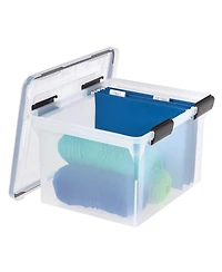 Iris Usa File Box WeatherPro File Organizer Plastic File Box for Letter/Legal File, Durable Lid and Seal with Secure Latching Buckles, Stackable