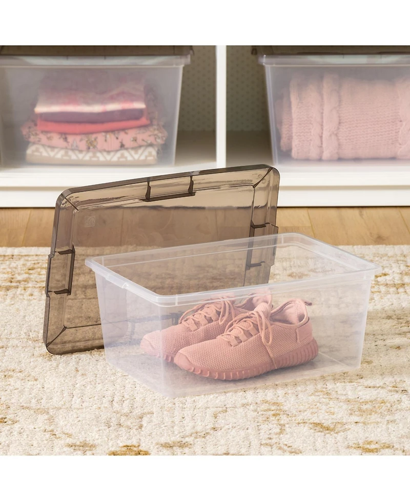 Iris Usa 8 Pack 17 Quart Clear Plastic Storage Box with Snap Lid