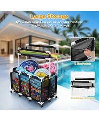 Yescom 424 Gallon Pool Float Storage Bin for Toys Raft Noodles 52"x33"x67" 2 Tiers Rolling Cart