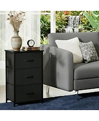 gaomon 3 Drawer Dresser for Bedroom, Compact Wood Grain Print Organizer with Fabric Bins.