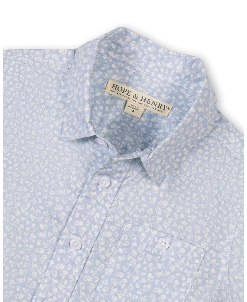 Hope & Henry Little and Big Boys Linen Short Sleeve Shirt