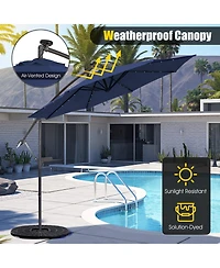 Sugift 10 ft Solar Powered Cantilever Patio Umbrella with Tilt