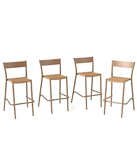 Sugift Patio Barstools Set of 4 with Rattan Seat and Metal Backrest