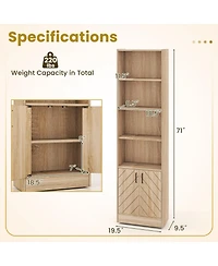 Gouun 6-Tier Tall Bookshelf with Double Doors and 4 Open Cubes