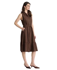 Jones New York Women's Collared Neck Midi Shirt Dress