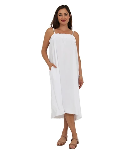 24seven Comfort Apparel Women's Spaghetti Strap A Line Dress