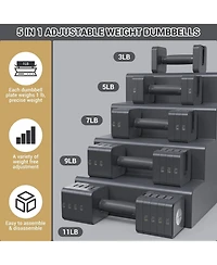 Sportneer Adjustable Dumbbells Hand Weights Set 5 in 1 10 Lb Set of 2 Fast Adjust Free Weights for Women Men Home Gym Exercise Strength